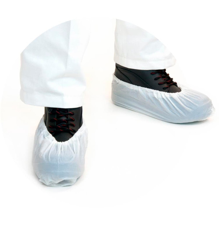 Disposable Plastic Shoe Covers PE CPE G160 White (100 Units)