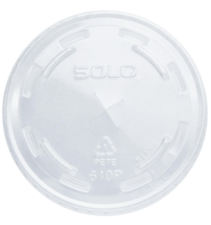 Plastic Lid with Straw Slot PET Crystal Flat Ø7,8cm (1000 Units)
