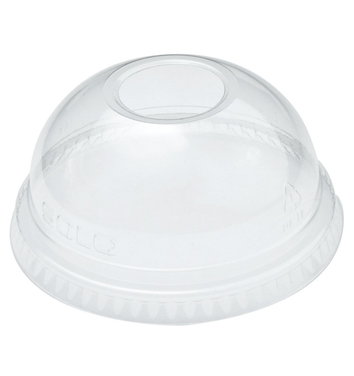 Plastic Dome Lid with Hole PET Crystal Ø7,8cm (100 Units)
