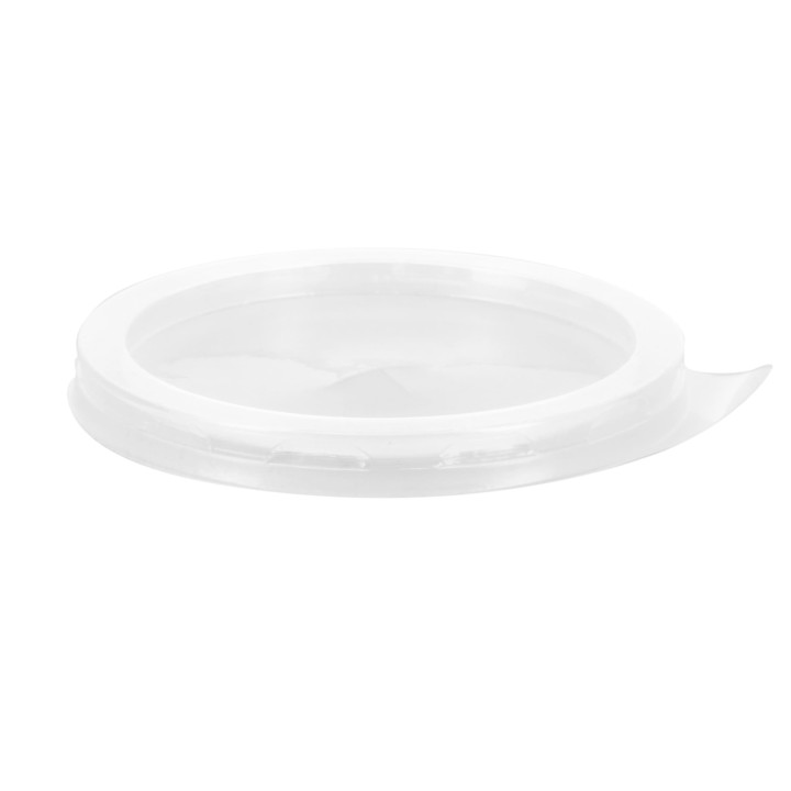 Plastic Lid with Straw Slot PS Easy Open Clear Flat Ø8cm (100 Units)  