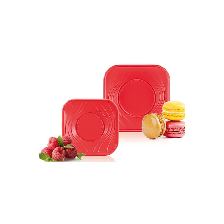 Plastic Plate PP "X-Table" Square shape Red 18 cm (8 Units) 