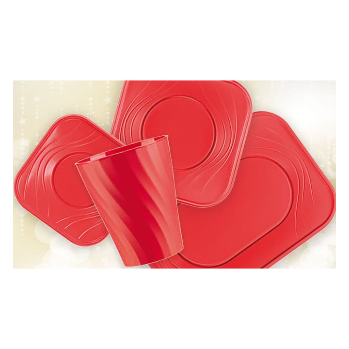 Plastic Plate PP "X-Table" Square shape Red 18 cm (8 Units) 