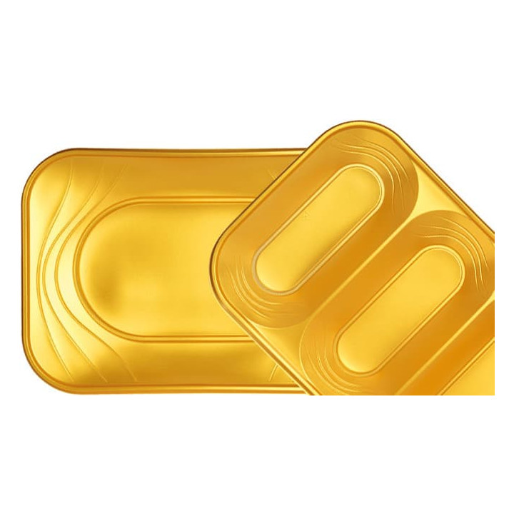 Plastic Plate PP "X-Table" Square shape Gold 18 cm (8 Units) 