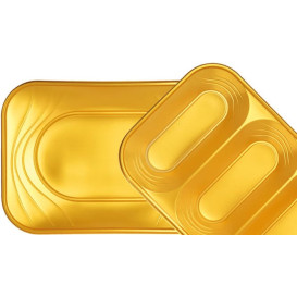 Plastic Plate PP "X-Table" Square shape Gold 18 cm (120 Units)