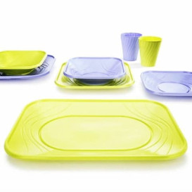 Plastic Plate PP "X-Table" Square shape Violet 23 cm (120 Units)