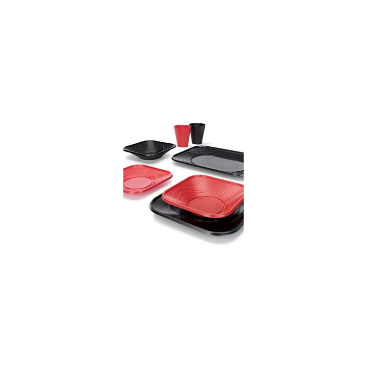 Plastic Plate PP "X-Table" Square shape Black 23 cm (120 Units)