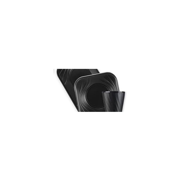 Plastic Plate PP "X-Table" Square shape Black 23 cm (8 Units) 