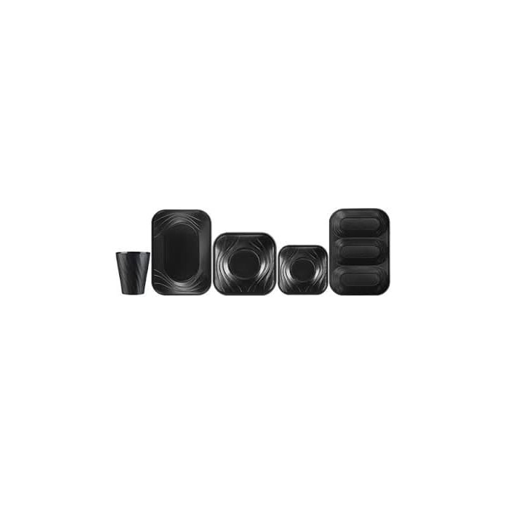 Plastic Plate PP "X-Table" Square shape Black 23 cm (8 Units) 