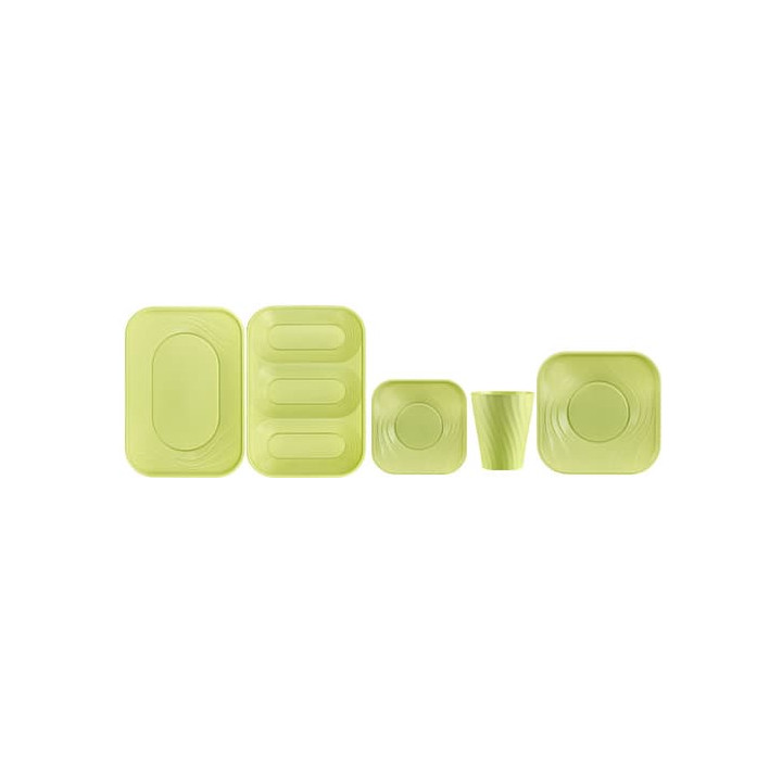 Plastic Plate PP "X-Table" Square shape Lime 23 cm (8 Units) 