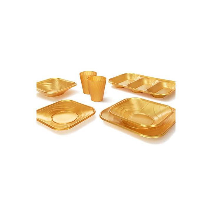 Plastic Tray Microwavable "X-Table" Gold 33x23cm (60 Units)