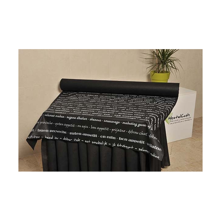 Novotex Tablecloth Roll Black "Buen Provecho" P40cm 1,2x50m  (1 Unit)