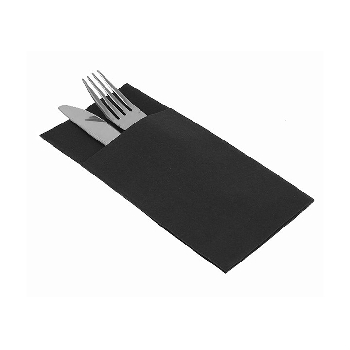 Pocket Fold Airlaid Napkins "Kanguro" Black 40x40cm (30 Units) 