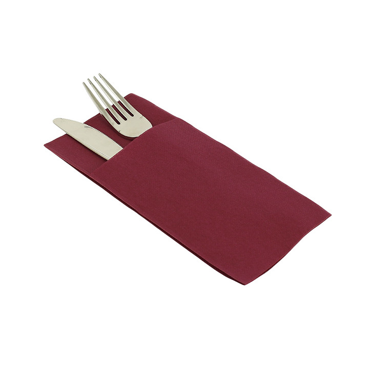 Pocket Fold Airlaid Napkins "Kanguro" Burgundy 40x40cm (480 Units)