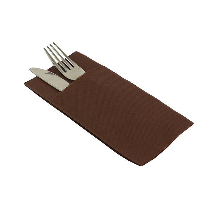 Pocket Fold Airlaid Napkins "Kanguro" Brown 40x40cm (30 Units) 