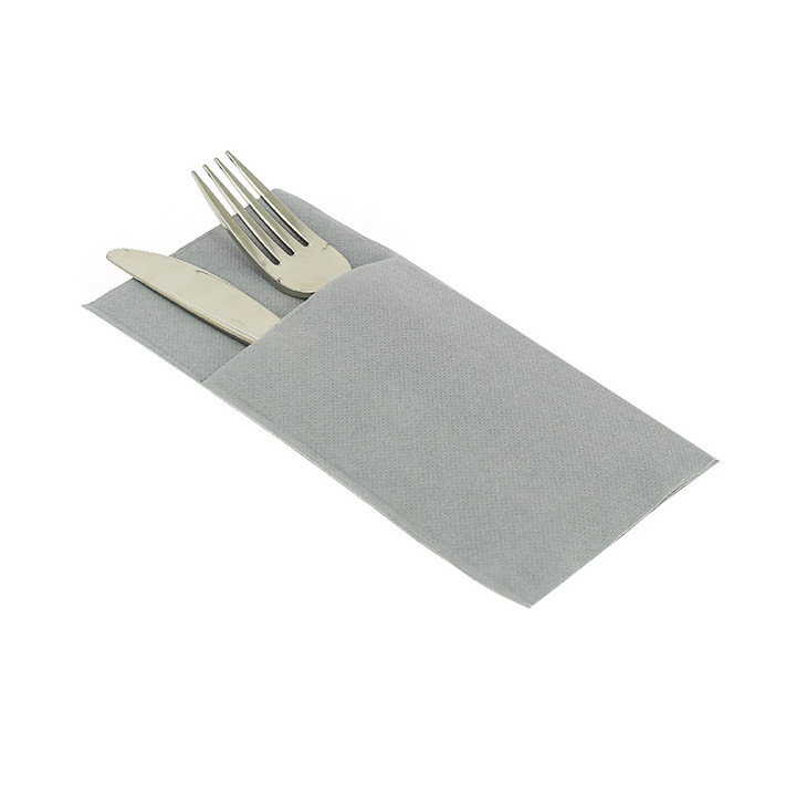 Pocket Fold Airlaid Napkins "Kanguro" Grey 40x40cm (30 Units) 