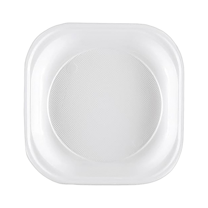Plastic Plate PS PS Square shape White 20x20 cm (50 Units) 