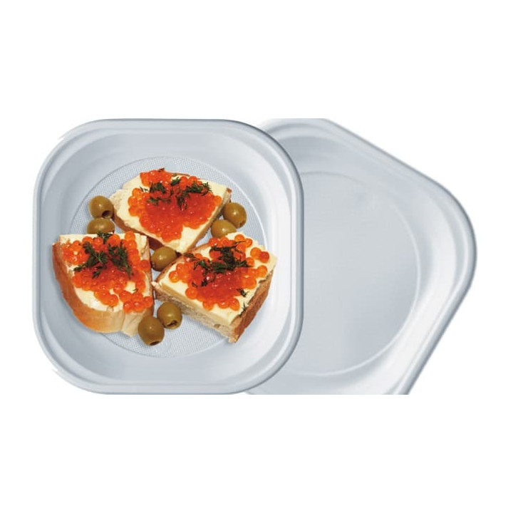 Plastic Plate PS PS Square shape White 20x20 cm (1000 Units)