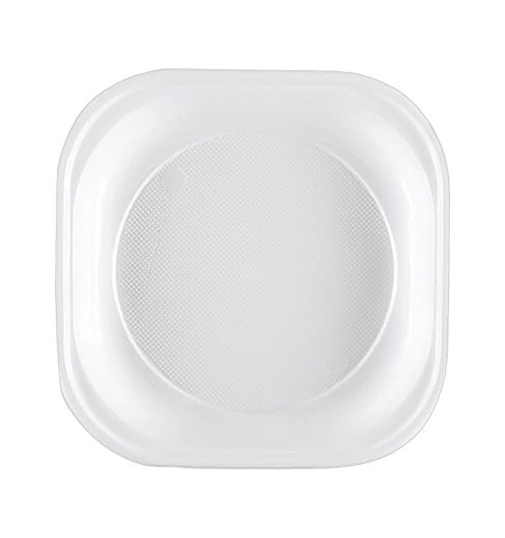 Plastic Plate PS PS Square shape White 20x20 cm (1000 Units)