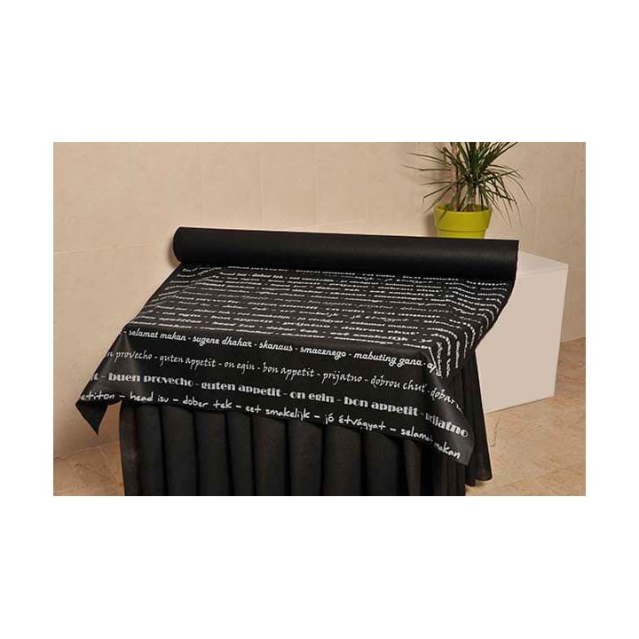 Novotex Tablecloth Roll Black "Buen Provecho" P40cm 1,2x50m  (1 Unit)