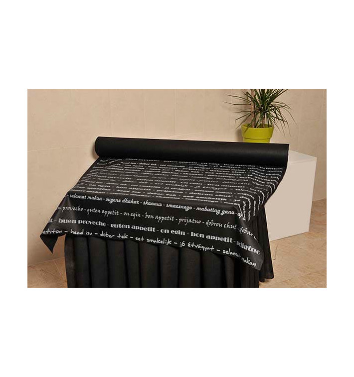 Novotex Tablecloth Roll Black "Buen Provecho" P40cm 1,2x50m (6 Units)
