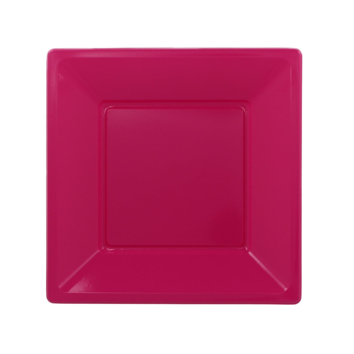 Plastic Plate Square shape Flat Fuchsia 23 cm (750 Units)