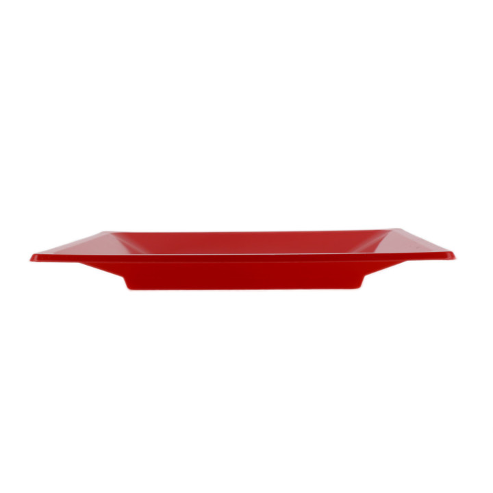 Plastic Plate Flat Square shape Red 23 cm (750 Units)