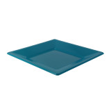 Plastic Plate Flat Square shape Turquoise 23 cm (25 Units) 