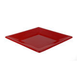 Plastic Plate Flat Square shape Red 17 cm (25 Units) 