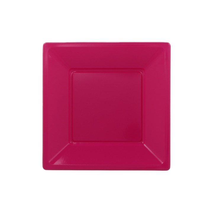 Plastic Plate Flat Square shape Fuchsia 17 cm (300 Units)