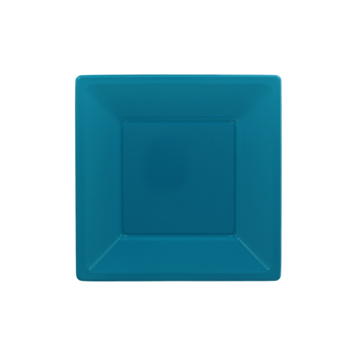 Plastic Plate Flat Square shape Turquoise 17 cm (5 Units) 