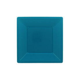 Plastic Plate Flat Square shape Turquoise 23 cm (3 Units) 