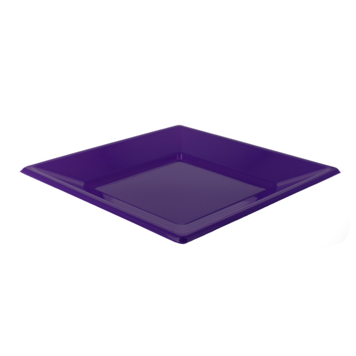 Plastic Plate Flat Square shape Lilac 17 cm (750 Units)