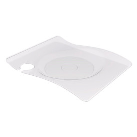Plastic Plate with Glass Holder PS "Forma" Clear 22x18 cm (12 Units) 