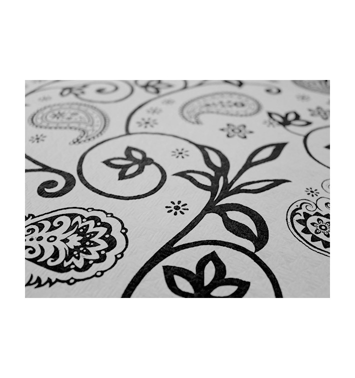 Pre-Cut Paper Tablecloth "Cachemir" Black 37g 1x1m (400 Units)  