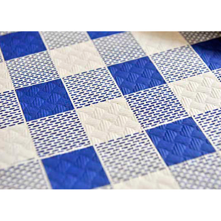 Pre-Cut Paper Tablecloth Blue Checkers 40g 1x1m (400 Units)  