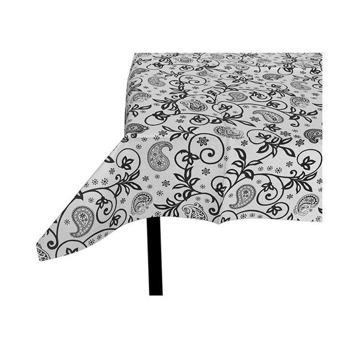 Pre-Cut Paper Tablecloth "Cachemir" Black 37g 1x1m (400 Units)  