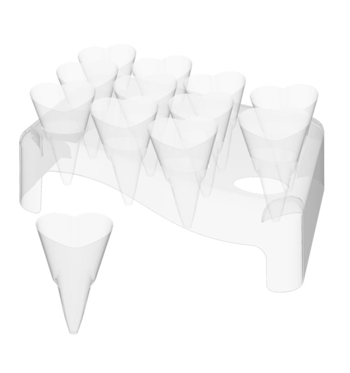 Plastic Serving Cones with Serving Cone Holder "Love" 50ml 18x26cm (4 Kits)
