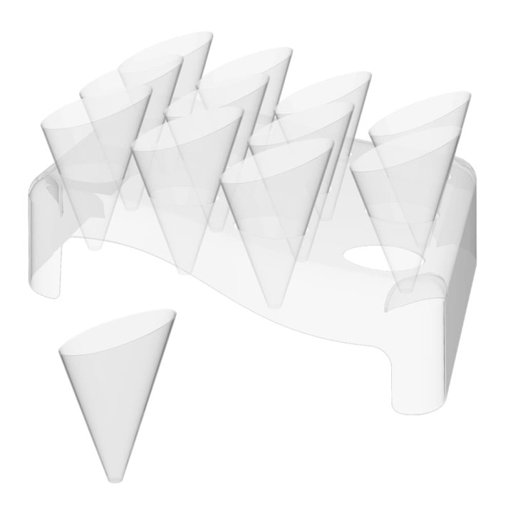 Plastic Serving Cones with Serving Cone Holder "Slice" 55ml 18x26cm (5 Units) 