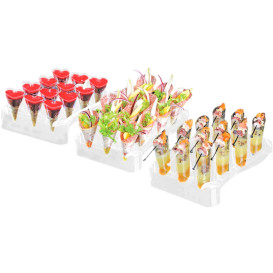 Plastic Serving Cones with Serving Cone Holder "Slice" 55ml 18x26cm (5 Units) 