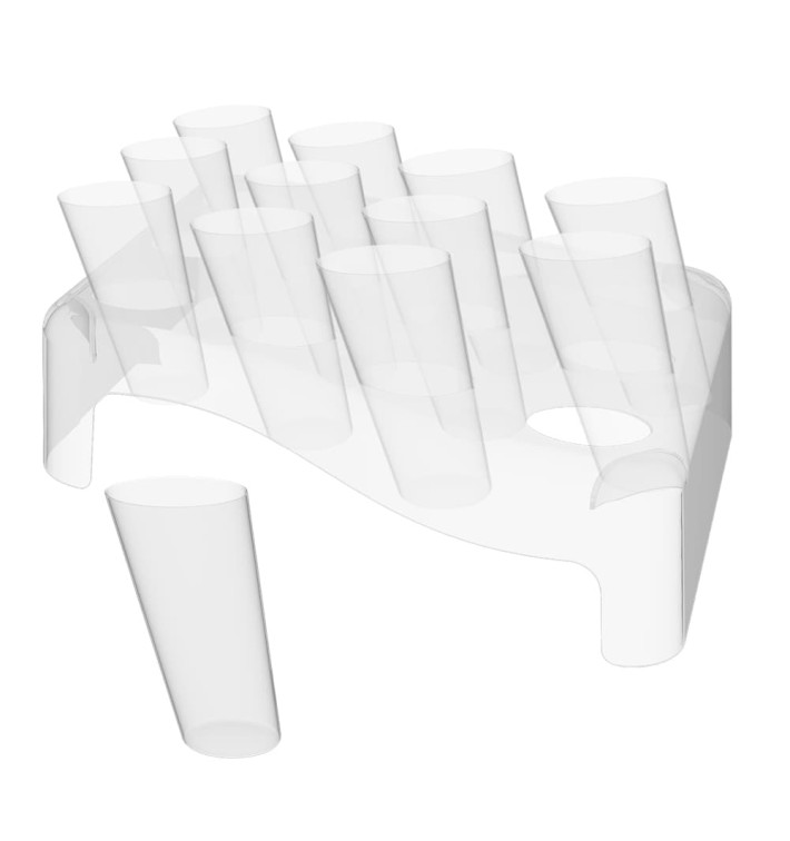 Plastic Serving Cones with Serving Cone Holder Clear 75ml 18x26cm (5 Units) 