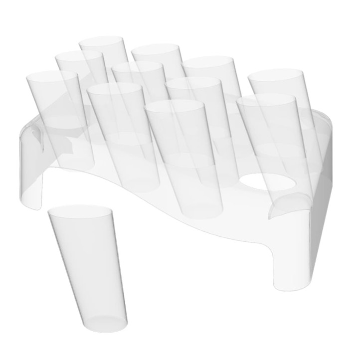 Plastic Serving Cones with Serving Cone Holder Clear 75ml 18x26cm (5 Units) 