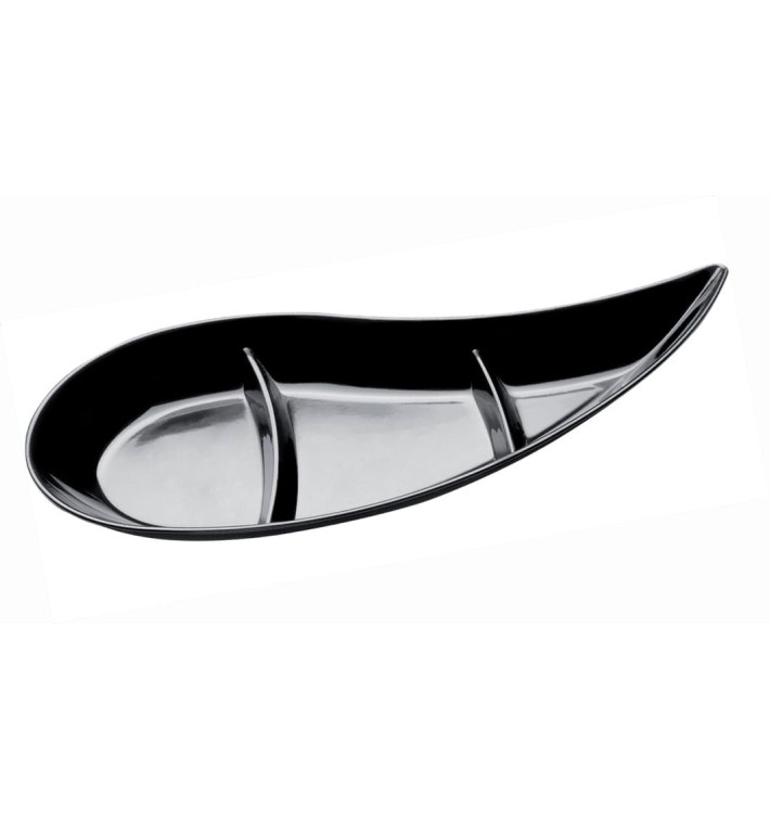 Tasting Sauce Bowl PS "Virgola" 3 Comp. Black 30 ml (50 Units)