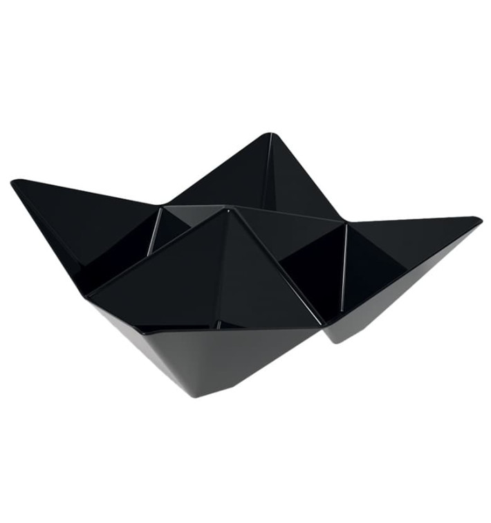Tasting Plastic Bowl PS "Origami" Black 10,3x10,3cm (25 Units)