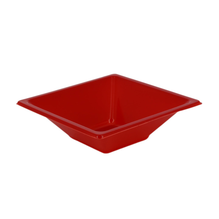 Plastic Bowl PS Square shape Red 12x12cm (12 Units) 