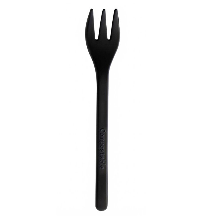 Plastic Tasting Mini Fork Black 10cm (1500 Units)