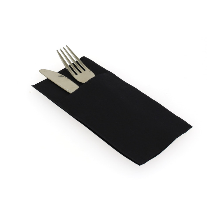 Pocket Fold Paper Napkins Black 40x40cm (30 Units)