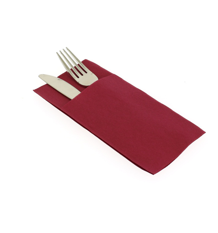 Pocket Fold Paper Napkins Burgundy 40x40cm (30 Units) 