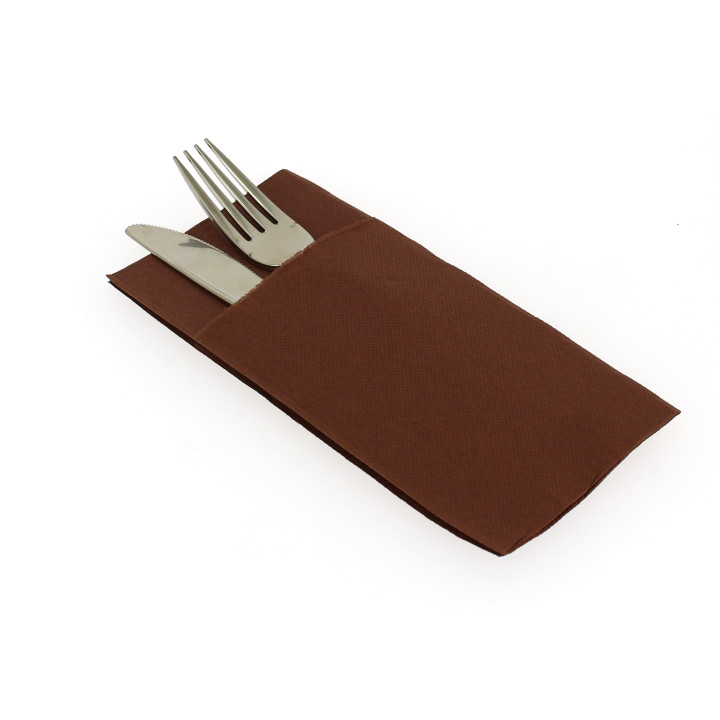Pocket Fold Paper Napkins Brown 40x40cm (30 Units) 
