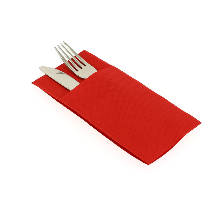 Pocket Fold Paper Napkins Red 40x40cm (30 Units) 