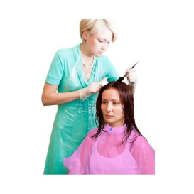 Disposable Plastic Dye Cape PE Wrapped Pink 80x110cm (1000 Units)